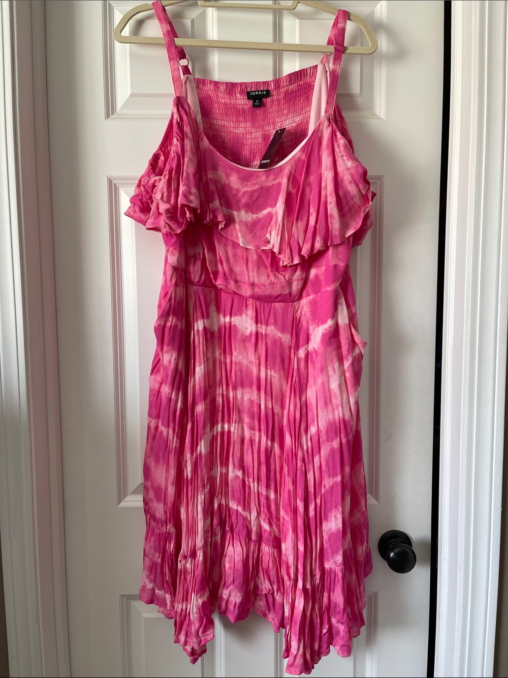 torrid Pink Tie-Dye Ruffle Midi Dress